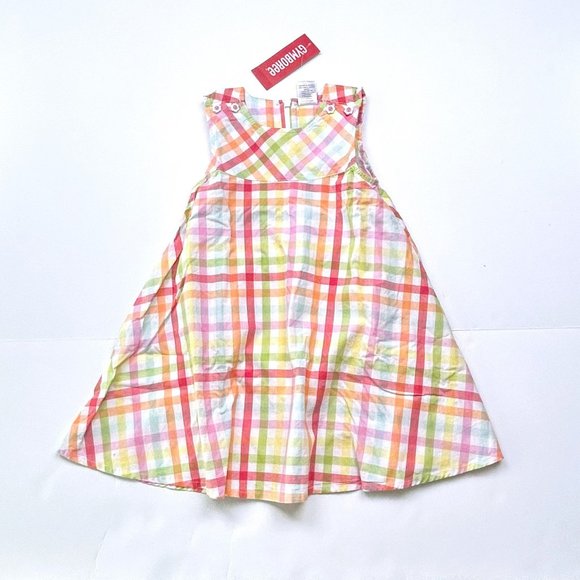 NWT Gymboree Girl Rainbow Plaid Woven Dress Size 3T - Picture 1 of 3